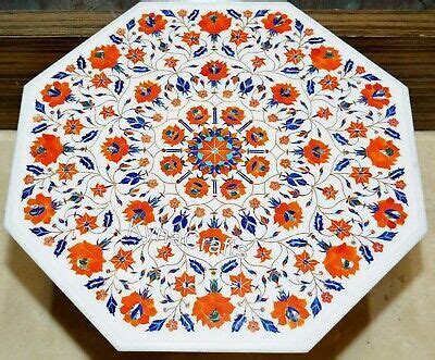 Carnelian Stone Inlay Work Coffee Table Top White Marble Sofa Center