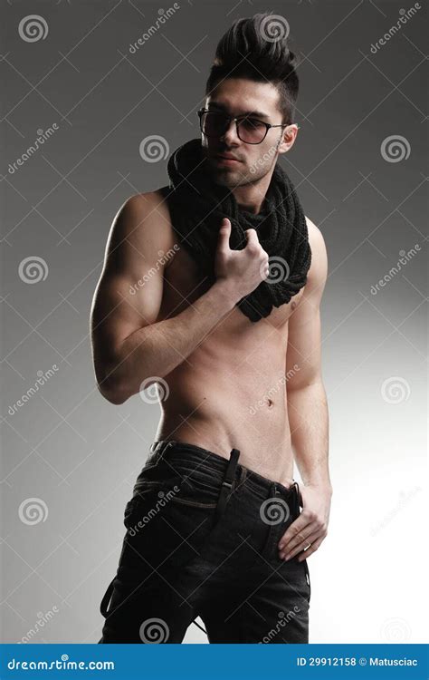 Fashion Man Model Top Naked Posing Dramatic Stock Photo Image Of