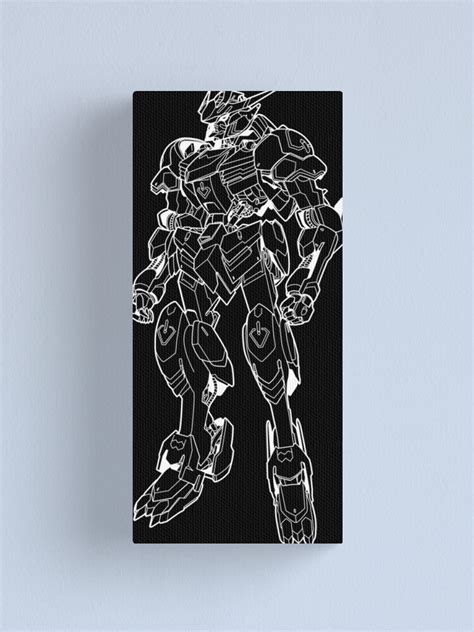 Gundam Barbatos Outline White Canvas Print For Sale By Mossloves