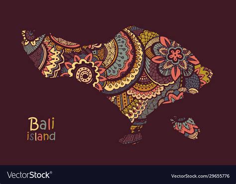 Map Island Bali Indonesia Royalty Free Vector Image