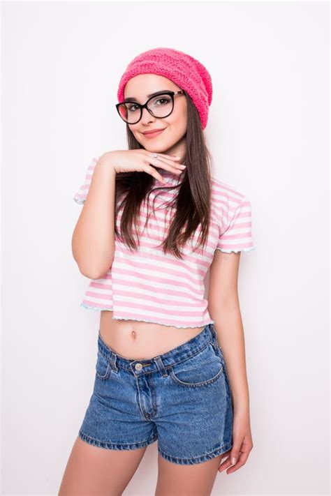 Teen Girl With Glasses Posing Stock Image Image Of Friendly Pretty
