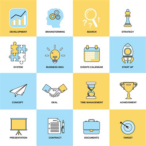 Business Icons Flat Line Set 439282 Vector Art At Vecteezy