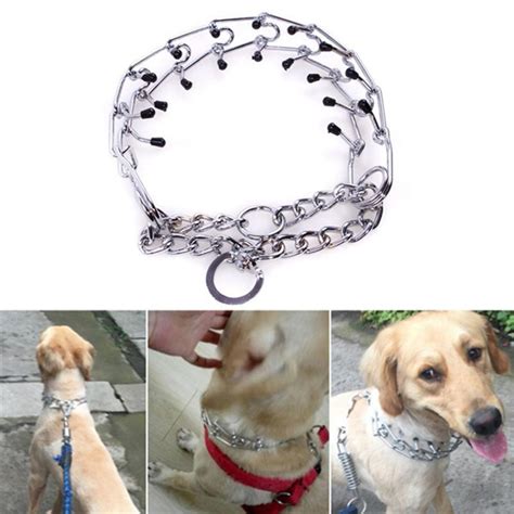 Professional Metal Pinch Dog Training Chain Collar Prong Pet Choke