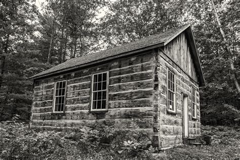 One Room Log Schoolhouse Bandw On Narada Lake North Of Glen Arbor