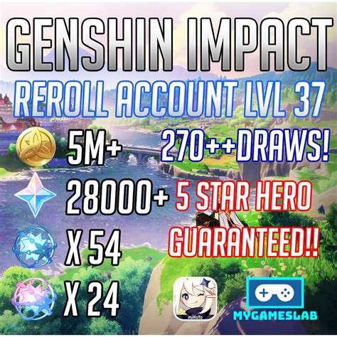 Genshin Impact Reroll Account Asia Ar37 28000 Primogems 原神自抽号（亚州服