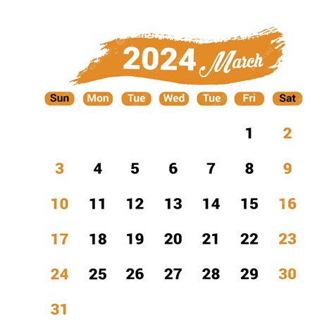 Minimalistischer Kalender März 2024 Designvorlage Vektor Kalender März