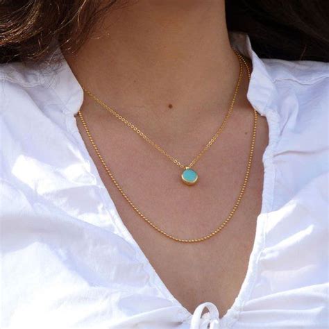 Turquoise Necklace December Birthstone Double Necklace Etsy In