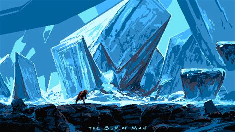 Noah Bradley Digital Art Pixel Art Pixels Pixelated Nature Cave Ice Fan