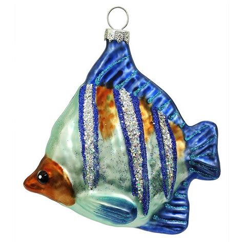 Blue And Turquoise Striped Tropical Fish Ornament Fish Ornaments