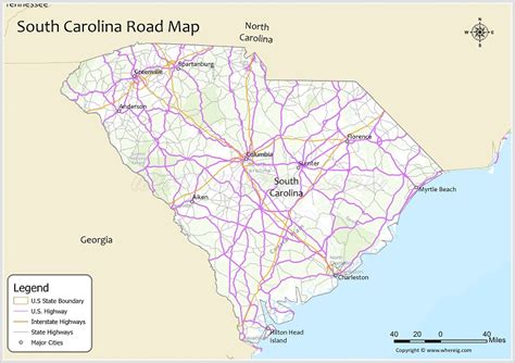 South Carolina Road Map Sc Road Map South Carolina Hi