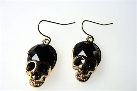 Crystal Skull Earrings Womens Skull Jewelry By Slumdreams On Etsy