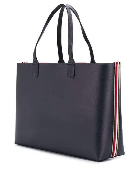 Tommy Hilfiger Leather Striped Tote Bag In Blue Lyst