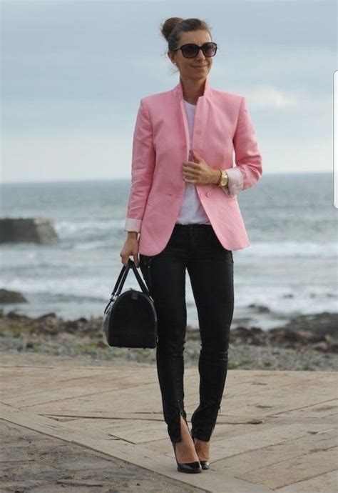 pink blazer fashion office outfits work fashion