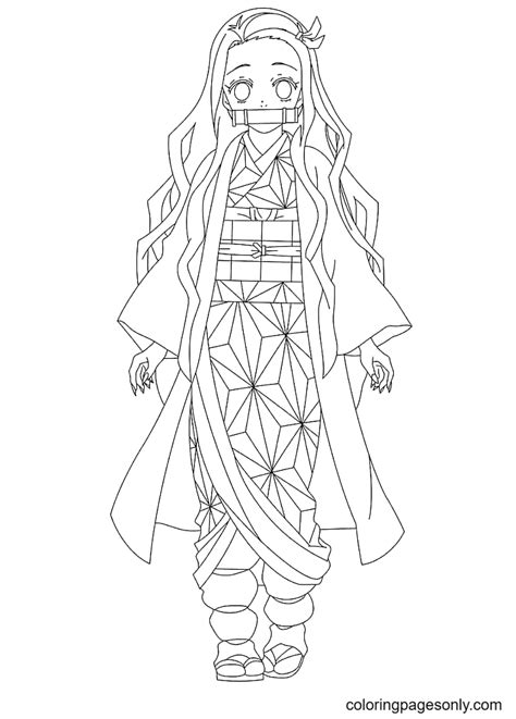 Cute Anime Nezuko Coloring Pages