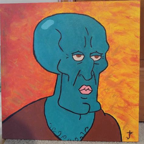 Handsome Squidward Acrylic 20 X 20 Painting