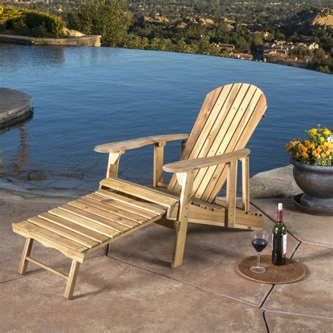 Munoz Reclining Wood Adirondack Chair With Footrest Natural Stained