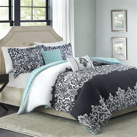 Better Homes And Gardens Damask Black 5 Piece Bedding Comforter Set King