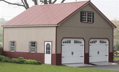 Pre Fabricated Garages And Double Wide 2 Story Garage Amish Backyard