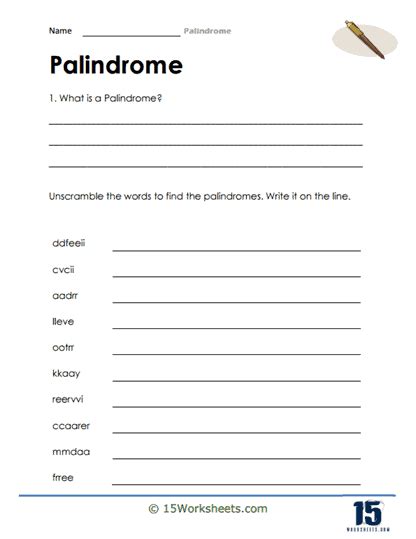 Palindromes Worksheets 15