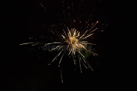 Beautiful Single Firework Isolated On Black Background Stock Image