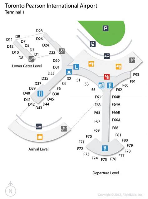 Toronto Pearson International Aeroporto Terminal 1 Mappa Mappa Di
