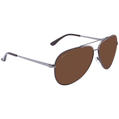 salvatore ferragamo sf131s 211 unisex dark brown lens aviator sunglasses watchlocker