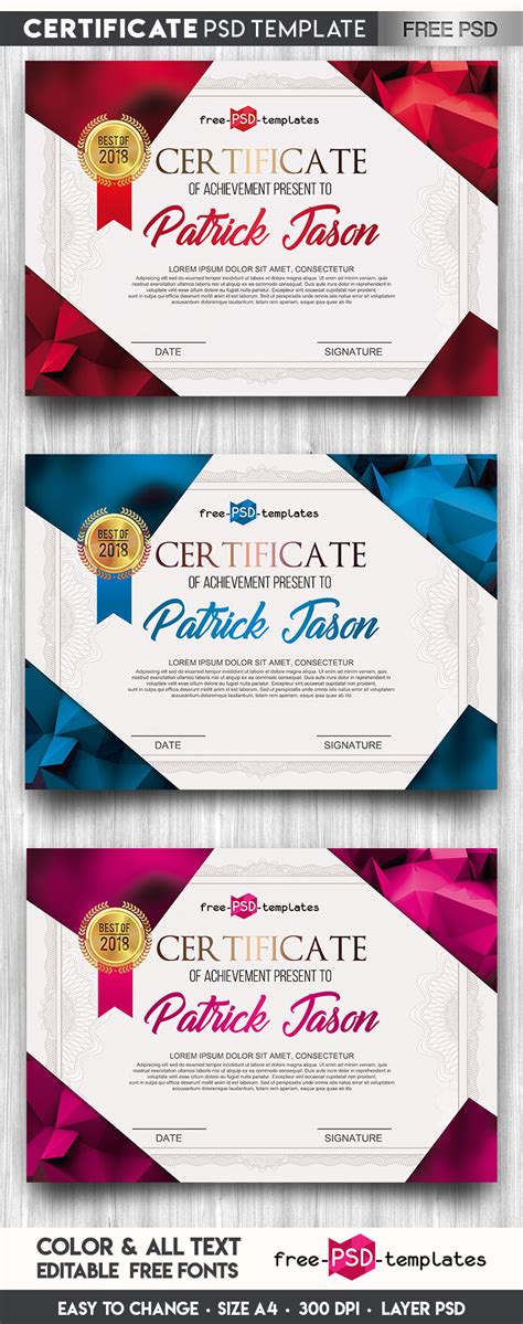 Free Psd Certificate Templates Download Printable Templates