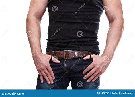 Caucasian Male Torso And Arms On Jeans Stock Photo Image Of Model