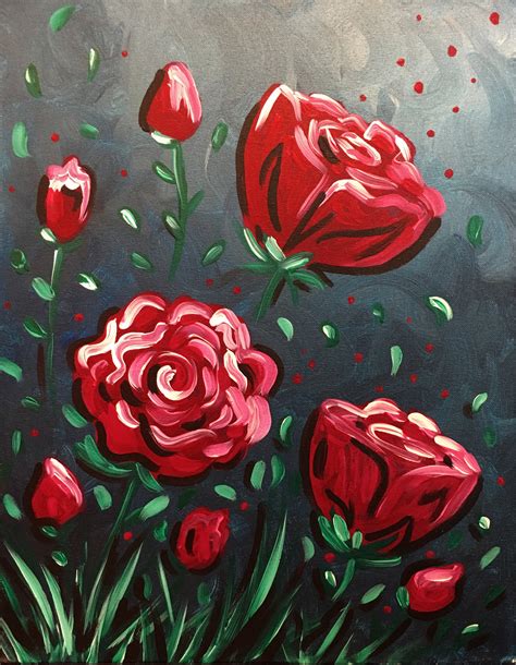 Midnight Roses Pinots Palette Painting