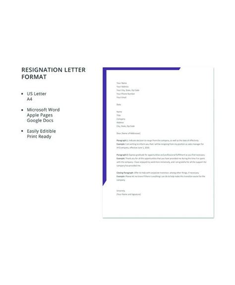 Free 15 Letter Of Resignation Samples In Pdf Ms Word Pages