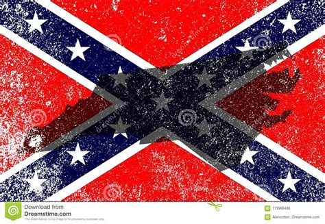 Rebel Civil War Flag With North Carolina Map Stock Vector