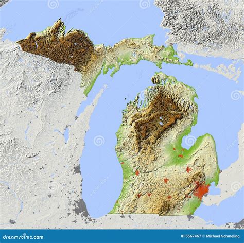 Michigan Relief Map Royalty Free Stock Photography Image 5567467