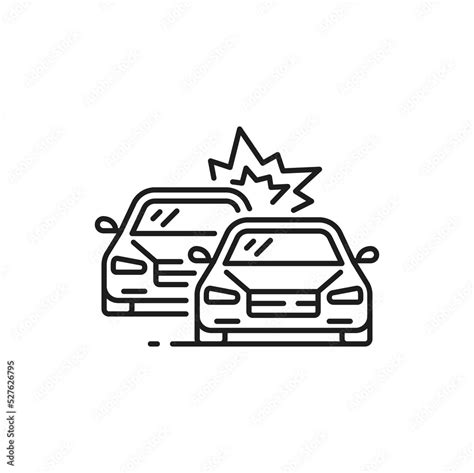 Car Crash Collision Or Road Accident Thin Line Icon Vehicle Collision