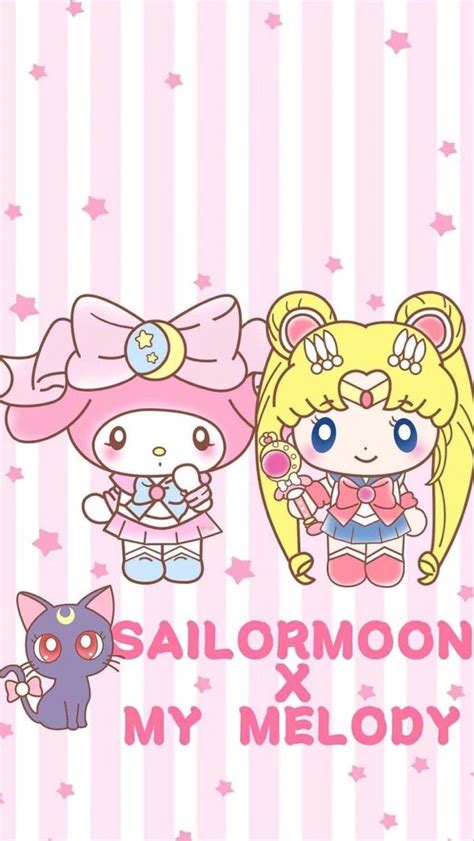 Sailor Moon And My Melody Wallpaper With Two Cartoon Characters One Is