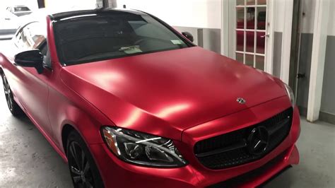 The new model gets the digital light led lamps and a new chrome grille with three horizontal slats. Satin red chrome vinyl wrap on the Mercedes C Class - YouTube