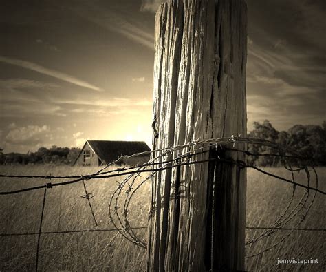 Farm Fence Post Rustic Barb Wire Photography By Jemvistaprint Redbubble
