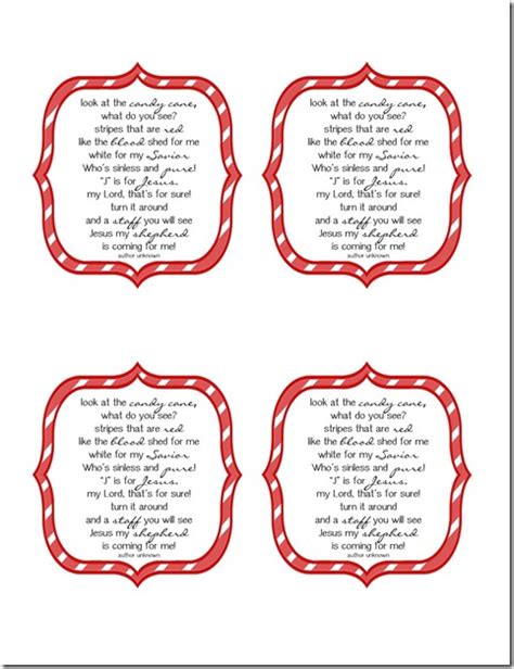 Here is the famous poem about the candy cane that points back to jesus as the meaning of christmas. Delightful Order: Free Printable Candy Cane Poem