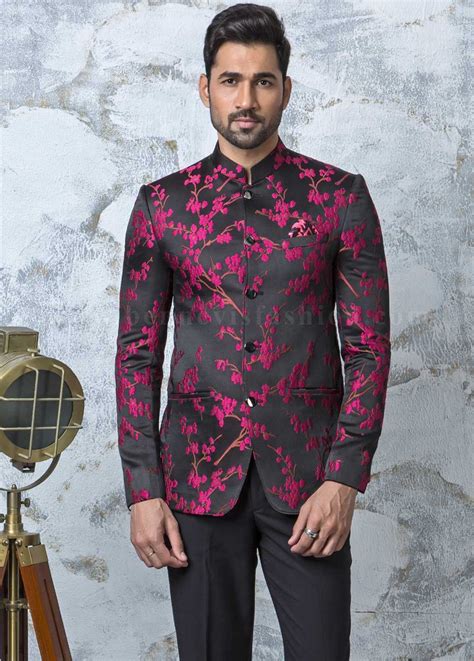 Black Jacquard Designer Jodhpuri Suit | Designer clothes for men, Designer suits for men ...