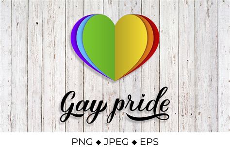 gay pride calligraphy hand lettering with rainbow paper cut heart by labelezoka