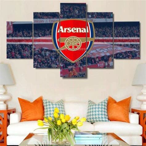 Arsenal Fc Soccer Football Sport 5 Panel Canvas Art Wall Decor