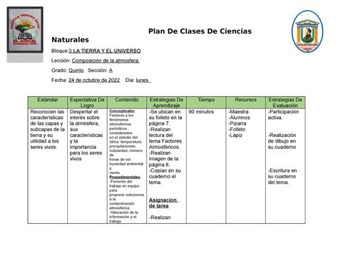 Planificacion De Clases De Ciencias Naturales Crissbel Plan De Clases