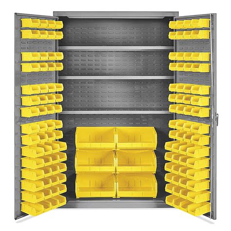 Bin Storage Cabinet 48 X 24 X 78 126 Yellow Bins H 4449y Uline