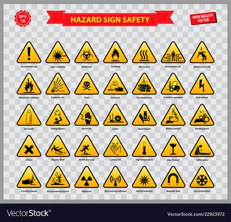Set Of Hazard Sign Safety Royalty Free Vector Image