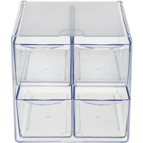 Deflecto Desk Cube With Four Drawers Clear Plastic 6 X 7 18 X 6