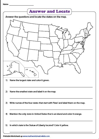 50 States Worksheet