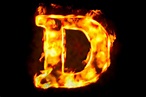Fire Letter D Of Burning Flame Light 3d Rendering Isolated On Black ...