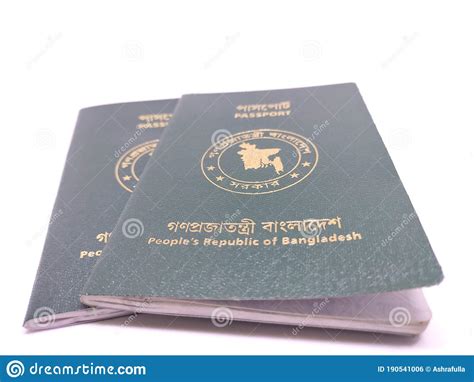 Passport Of People`s Republic Of Bangladesh Over White Background Translation Passport People
