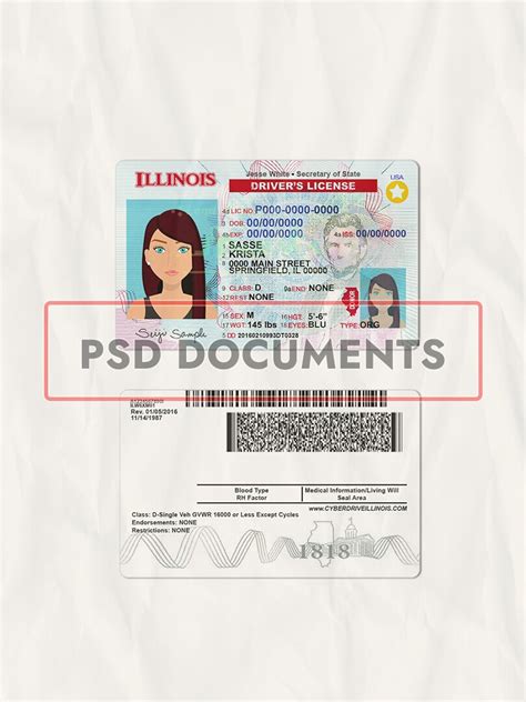 Illinois Driver License Psd Id Card Templates Psd Images