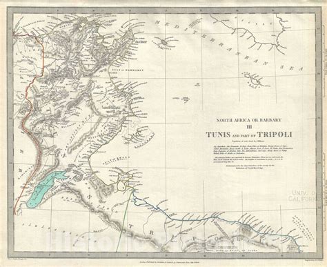 Historic Map Tunisia And Tripoli Barbary Coast Northern Africa S