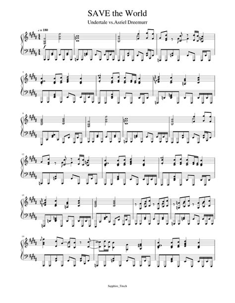 Save The World Sheet Music For Piano Solo
